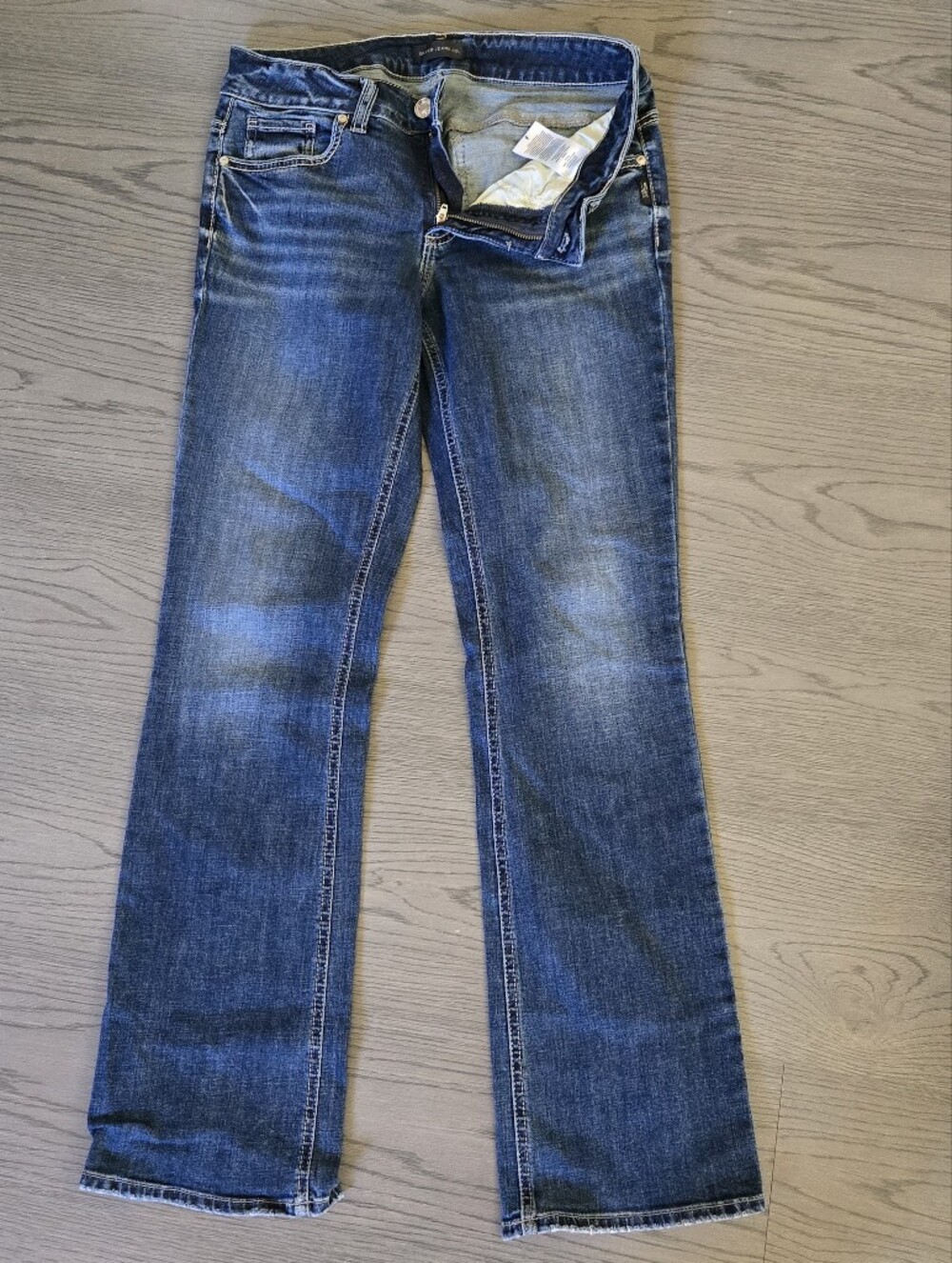 Silver Jeans Britt Slim Boot Cut Denim in Medium Wash Blue Low Rise